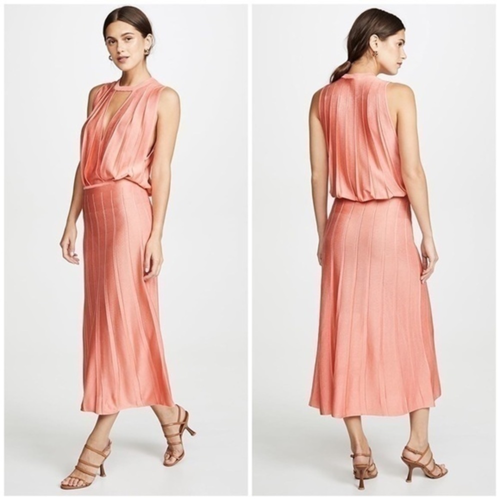 Cushnie Coral Sleeveless Stretch Knit Midi‎ Dress NWT Size XS